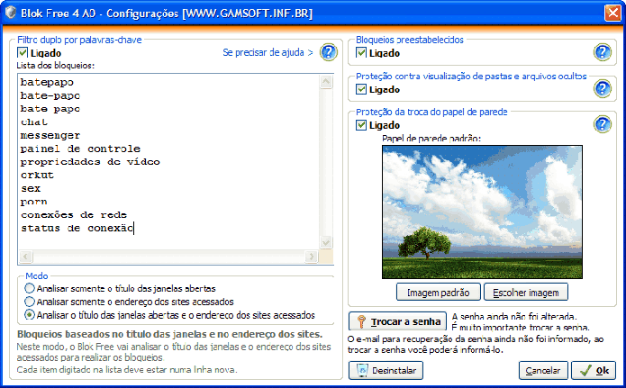 Blok free impede que PC acesse sites a partir de palavras-chave (Foto: Reprodução/Paulo Alves)