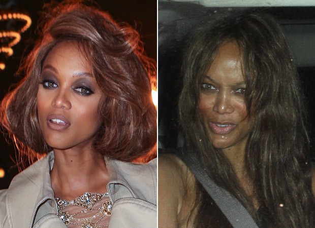 Tyra Banks sem maquiagem - Antes e Depois (Foto: Chelsea Lauren/ Getty Images/ Agência - AKM-GSI / AKM-GSI)