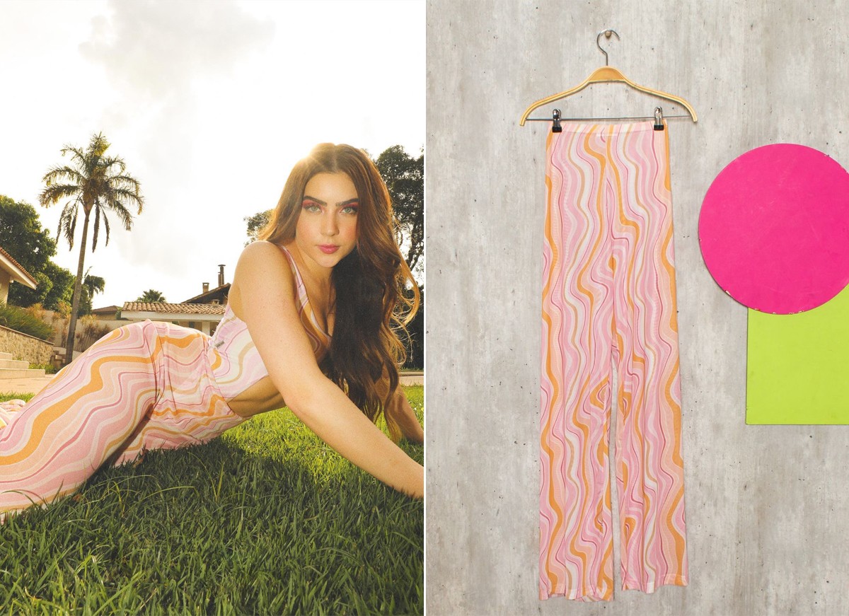 Calça de Jade Picon é colocada a venda por R$ 110 (Foto: Reprodução / Instagram e Enjoei)