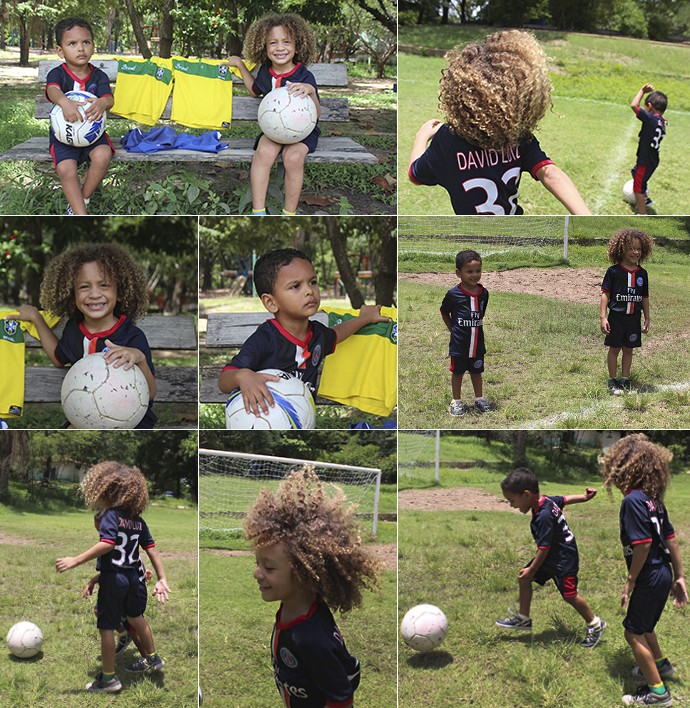 Sósias de David Luiz e Thiago Silva imitam os craques do PSG (Foto: Renan Morais/GloboEsporte.com)