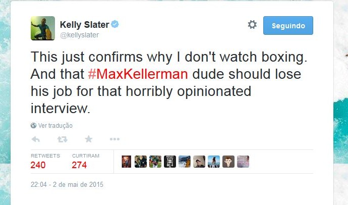 Kelly Slater sobre Pacquiao x Mayweather (Foto: Reprodução/Twitter)