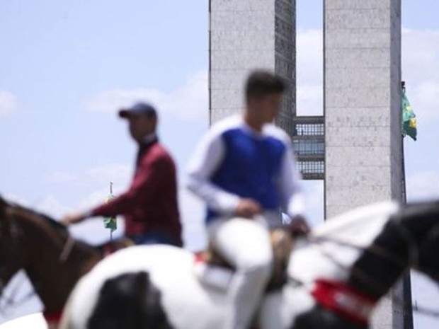 Protesto em Brasília pediu liberação da vaquejada; defensores da prática montaram QG na capital federal para reforçar lobby (Foto: Agência Brasil/BBC)