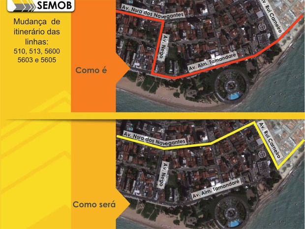 Semob divulgou mapa da mudança (Foto: Divulgação/Secom-JP)