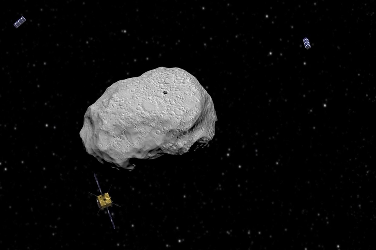O objetivo da missão é causar um impacto entre uma nave da ESA com a Didymoon, lua do asteroide Didymos (Foto: Reprodução/ESA)