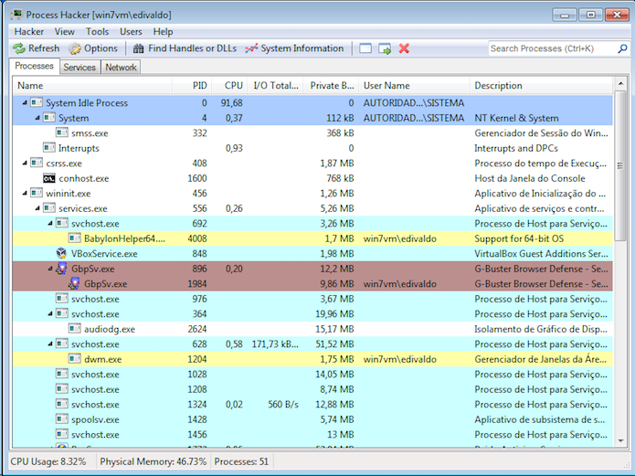 Process Hacker parece com o Process Explorer (Foto: Reprodução/Edivaldo Brito)