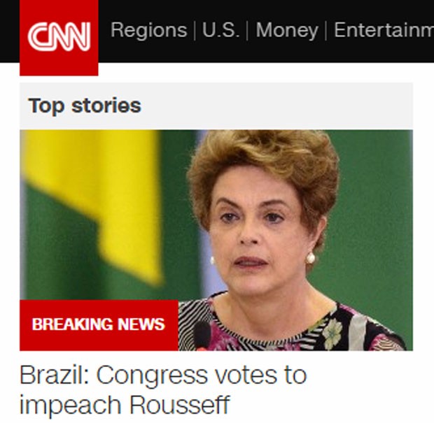 CNN deu destaque à votação e à abertura do processo na TV e em seu site (Foto: Reprodução/CNN)