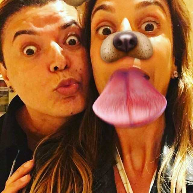 Ivete Sangalo e David Brazil no Snapchat: Brincando com filtros (Foto: Reprodução)