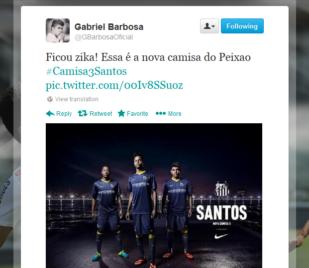 Gabriel - nova camisa do Santos (Foto: Reprodução/Twitter)
