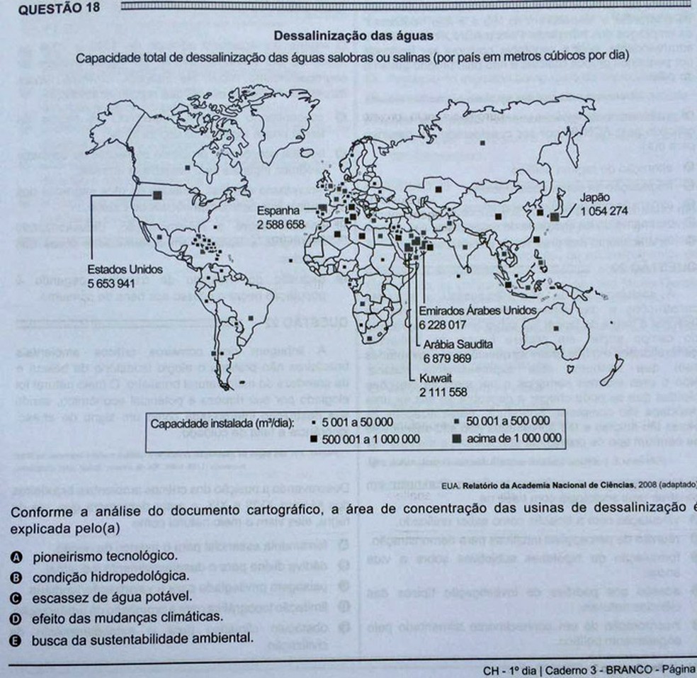  ENEM 2016 - 1º DIA - PROVA BRANCA - QUESTÃO 18 (Foto: G1 )