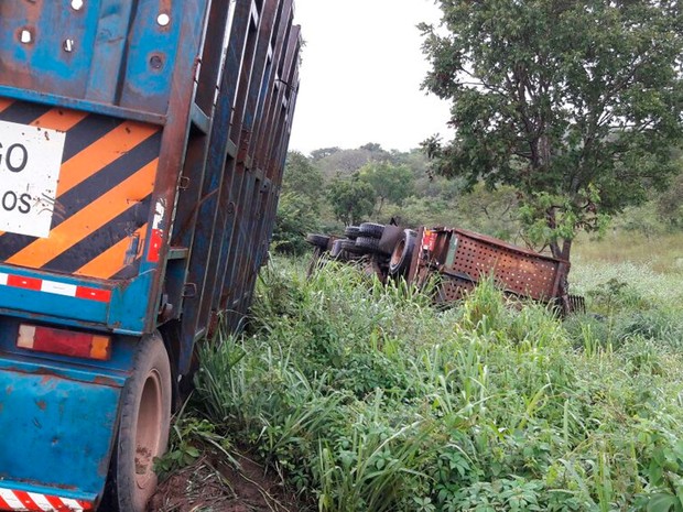 G Carreta Sai Da Pista E Tomba Em Rea De Vegeta O S Margens Da Br