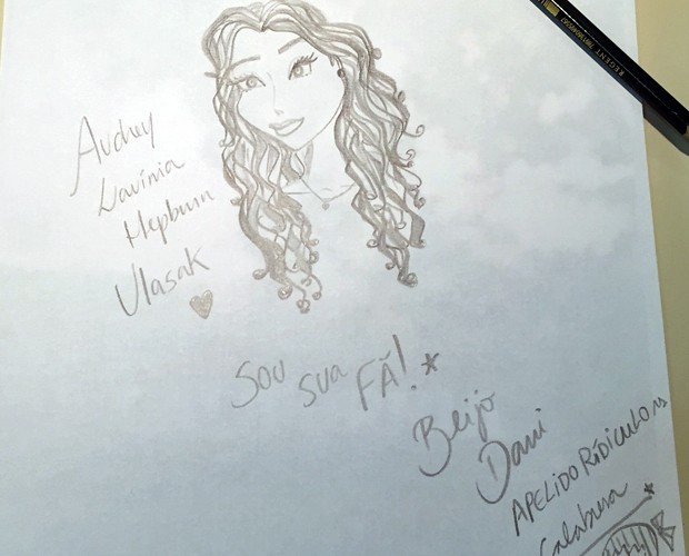 Desenho que Calabresa fez para a atriz Lavínia Vlasak (Foto: Arquivo pessoal)
