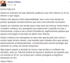 Vitorio Piffero ex-presidente Inter comunicado (Foto: Reprodução / Facebook)