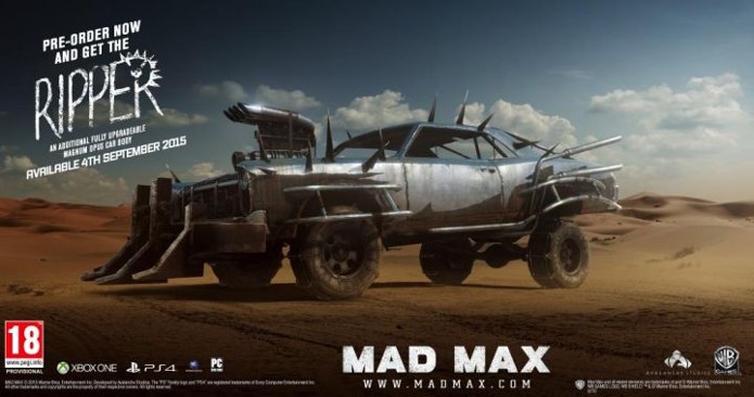 Mad Max será lançado dia 4 de setembro, e pré-venda dará carcaça The Ripper (Foto: Divulgação)