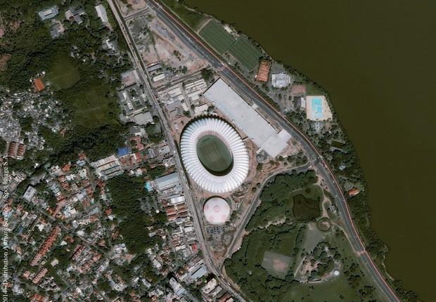 Porto Alegre receberá jogos da primeira fase e uma das oitavas-de-final. Argentina, Holanda e França, por exemplo, jogarão no Beira-Rio (Foto: Divulgação/Airbus Defence & Space)
