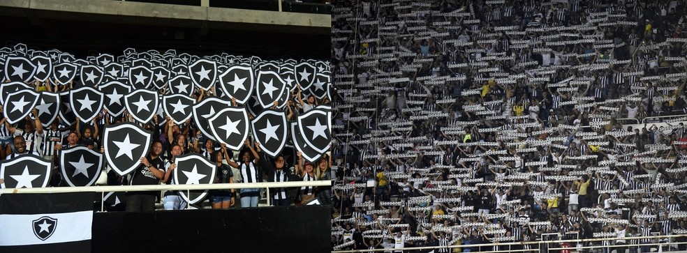 Escudos e faixas de mão substituíram mosaicos nos últimos jogos da Libertadores (Foto: Info Esporte)