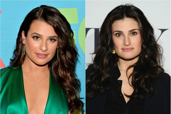 Lea Michele e Idina Menzel são tão parecidas que interpretaram mãe e filha na série 'Glee' (Foto: Getty Images)
