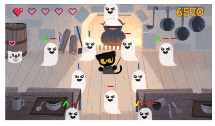 O Halloween de 2020 tem um herói: Momo, o gato mágico do Doodle da