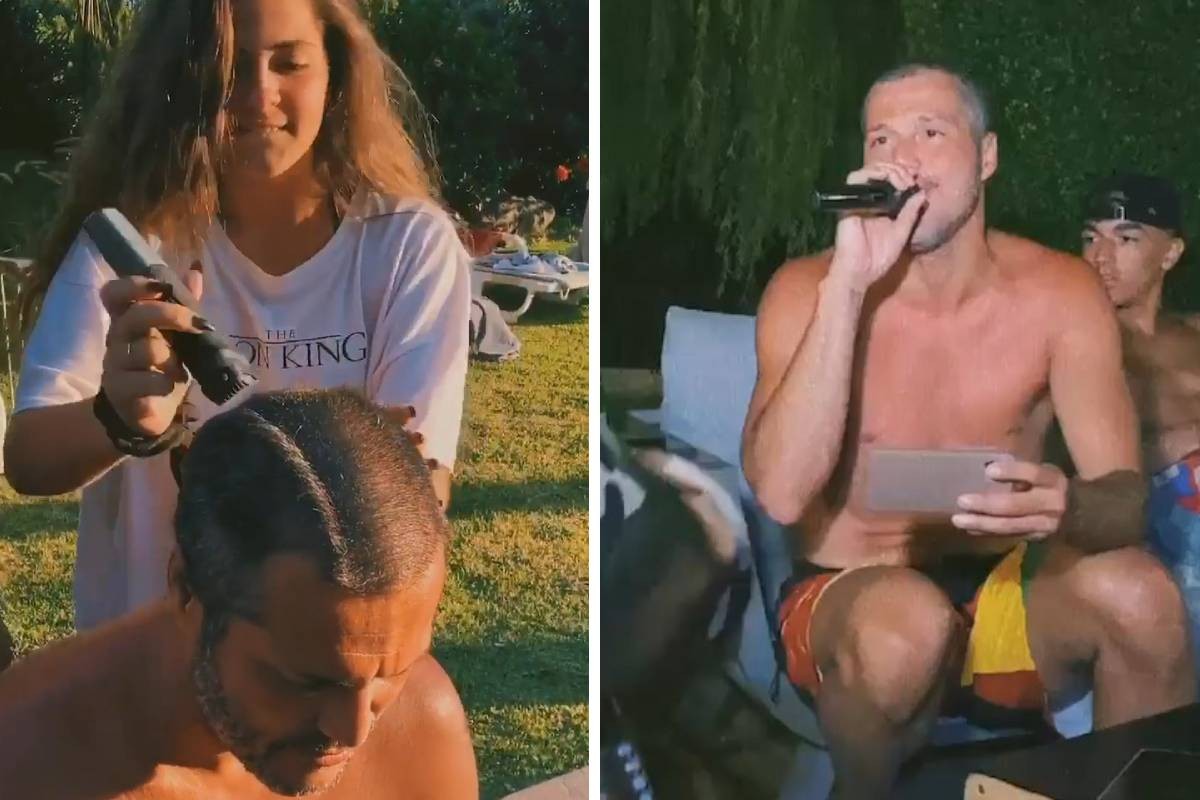 Julio Cesar tem cabelos raspados pela filha e depois mostra talento ao cantar música de Justin Bieber (Foto: Reprodução/Instagram) Julio Cesar tem cabelos raspados pela filha e depois mostra talento ao cantar música de Justin Bieber (Foto: Reprodução/Instagram)