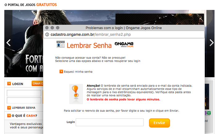 Clique em enviar no site da OnGame (Foto: Reprodução/Murilo Molina)