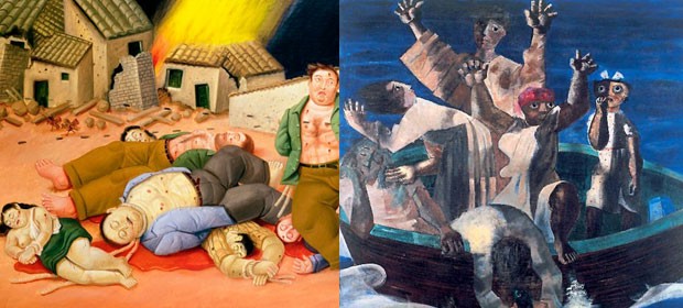 Obras de Fernando Botero (esquerda) e de Portinari (Foto: Divulgação/Agência Pará)