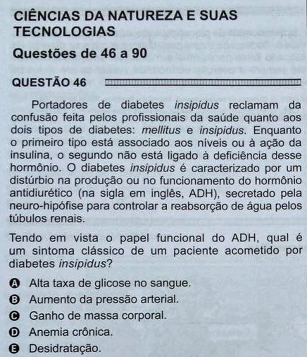 ENEM 2016 - 1º DIA - PROVA BRANCA - QUESTÃO 46 (Foto: G1 )