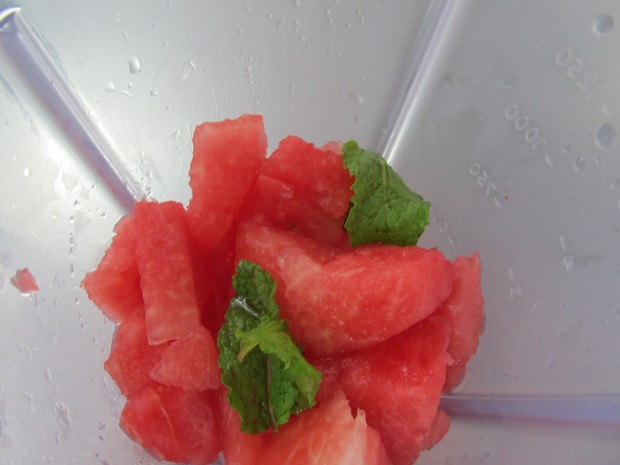 Somaya Porta dá a dia de congelar a melancia já em cubos e sem caroço. (Foto: Fabiana De Mutiis/G1)