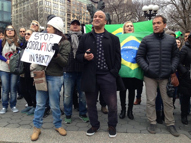 Manifestação em Nova York (Foto: Alan Severiano/TV Globo)