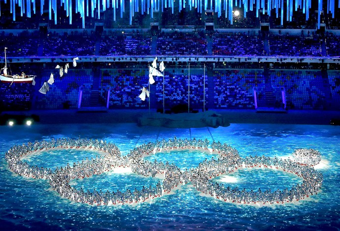 cerimônia encerramento Sochi anéis (Foto: Reuters) cerimônia encerramento Sochi anéis (Foto: Reuters)