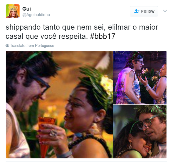 Tuíte Elis e Ilmar (Foto: Reprodução Twitter/@Aguinaldinho) Tuíte Elis e Ilmar (Foto: Reprodução Twitter/@Aguinaldinho)