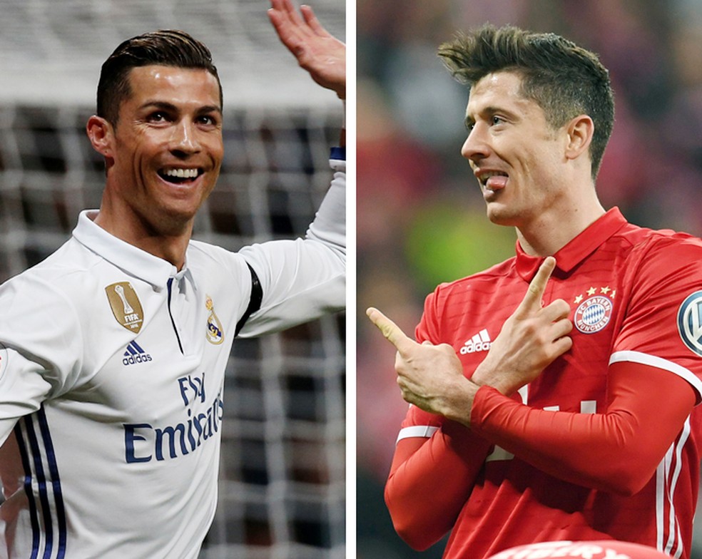 Cristiano Ronaldo ou Lewandowski: quem se dará melhor nesta terça-feira? (Foto: Infoesporte)