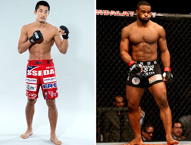 MONTAGEM - UFC Dong Hyun Kim e Tyron Woodley (Foto: Agência Getty Images)