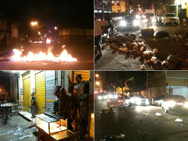 Incêndio no Recife se transforma em protesto (Foto: Alexandre Morais / G1)