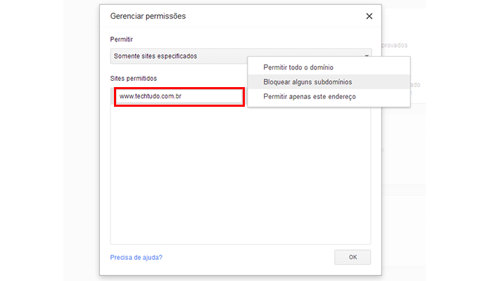 Adicione as exceções na lista (Foto: Reprodução/Paulo Alves)