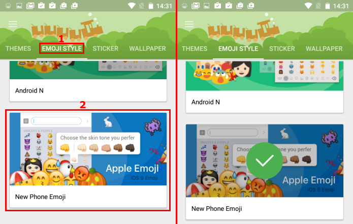 Selecionando e ativando o estilo New Phone Emoji (Foto: Reprodução/Edivaldo Brito)