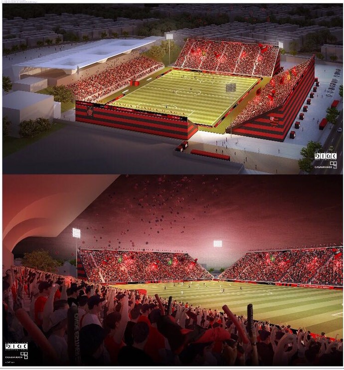 Projeto da arquibancada do Estádio Luso-Brasileiro, onde o Flamengo mandará seus jogos (Foto: Reprodução)