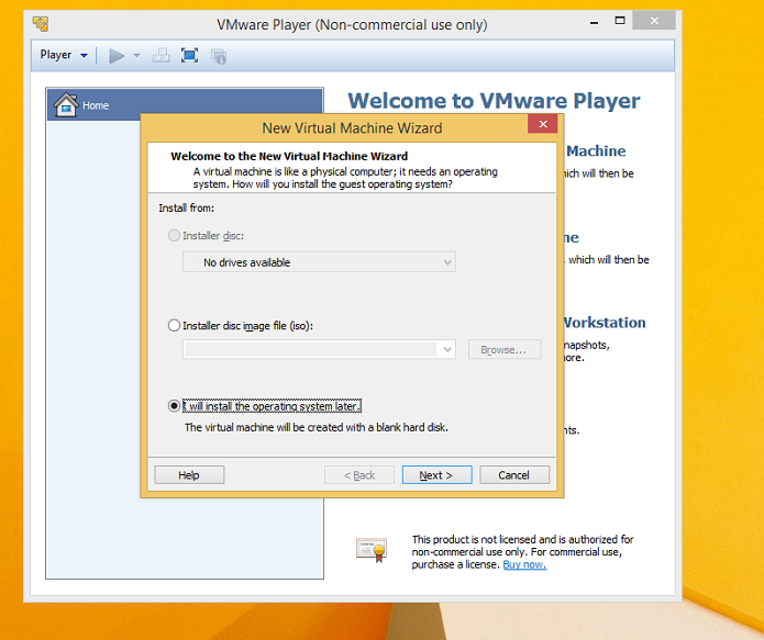 VMWare Player no Windows 8 (Foto: Reprodução/Edivaldo Brito)