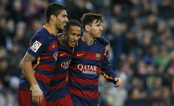 Messi, Neymar, Suárez Barcelona x Real Sociedad Campeonato Espanhol 2015 (Foto: Reuters)