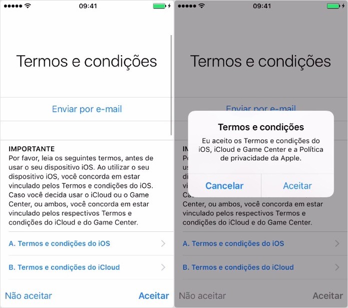 Aceite os termos de contrato da Apple (Foto: Reprodução/Helito Bijora)