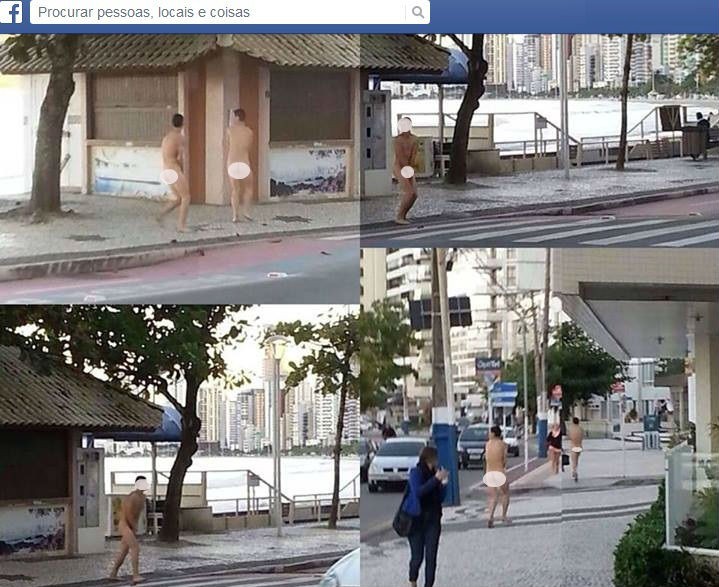 Rapaz caminhou nu pelas ruas de Balneário Camboriú (Foto: Facebook/Reprodução)
