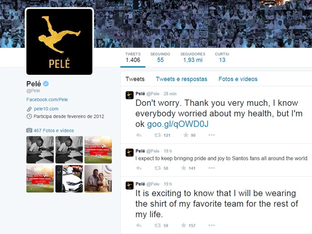 Pelé publica post no Twitter (Foto: Reprodução Twitter )
