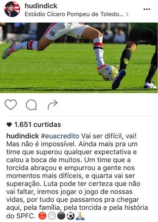 Post Hudson São Paulo Instagram (Foto: Reprodução/Instagram)