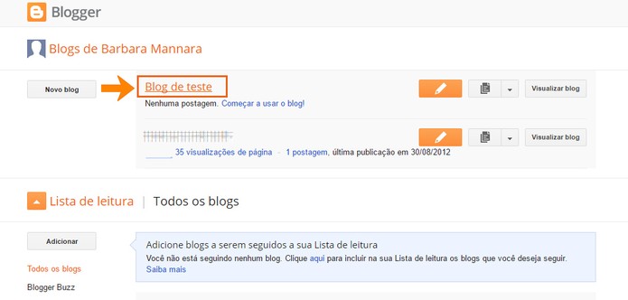 Acesse seu blog no Blogger pelo computador (Foto: Reprodução/Barbara Mannara)