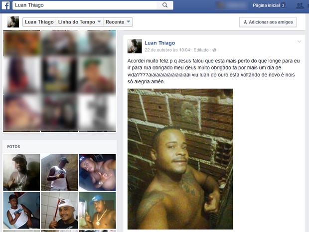 Detento do Complexo Prisional do Curado atualiza as redes sociais de dentro do presídio (Foto: Reprodução / Facebook)