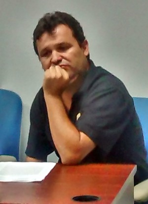 Presidente do Novoperário, Américo Ferreira, durante o julgamento (Foto: Hélder Rafael)