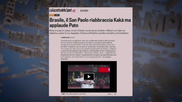 Jornal italiano dá destaque a Kaká, Robinho e Pato (Foto: Reprodução SporTV)