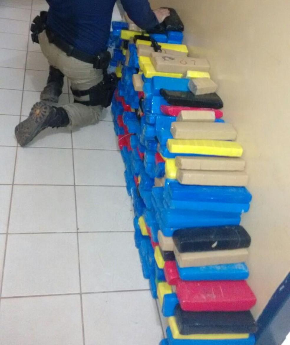 PRF encontrou quase 250 kg de maconha em colchões (Foto: PRF/divulgação)