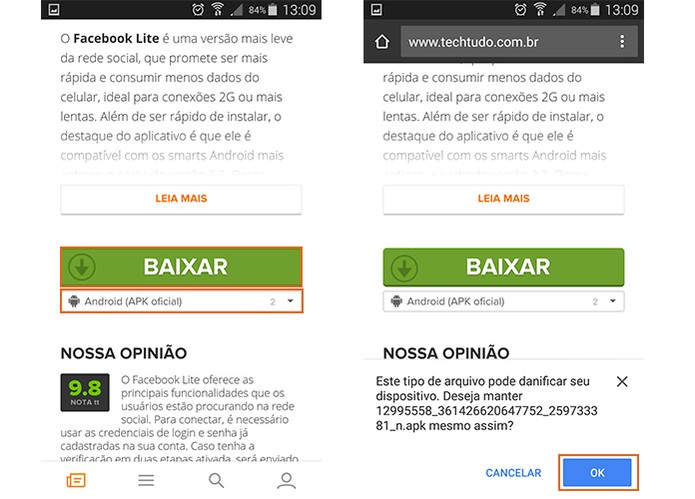 Baixe a APK do Facebook Lite no seu Android (Foto: Reprodução/Barbara Mannara)