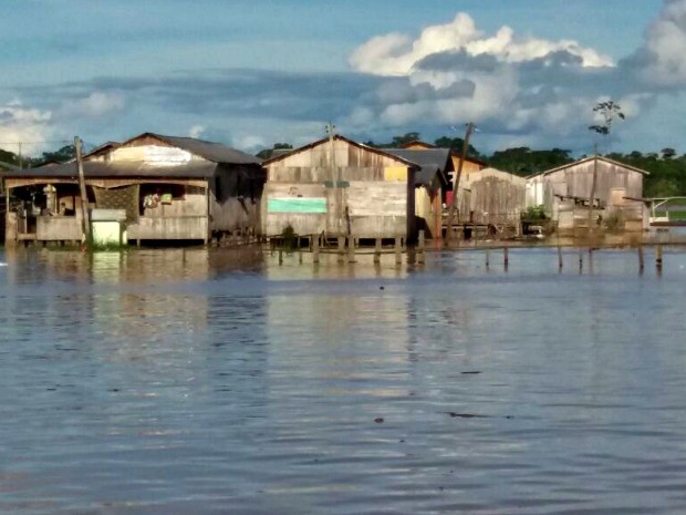 Mais de 400 famílias foram atingidas pelas águas do Rio Tarauacá nesta quarta-feira (15), segundo Defesa Civil (Foto: Jyensveferpher Jardim/Arquivo Pessoal) Mais de 400 famílias foram atingidas pelas águas do Rio Tarauacá nesta quarta-feira (15), segundo Defesa Civil (Foto: Jyensveferpher Jardim/Arquivo Pessoal)