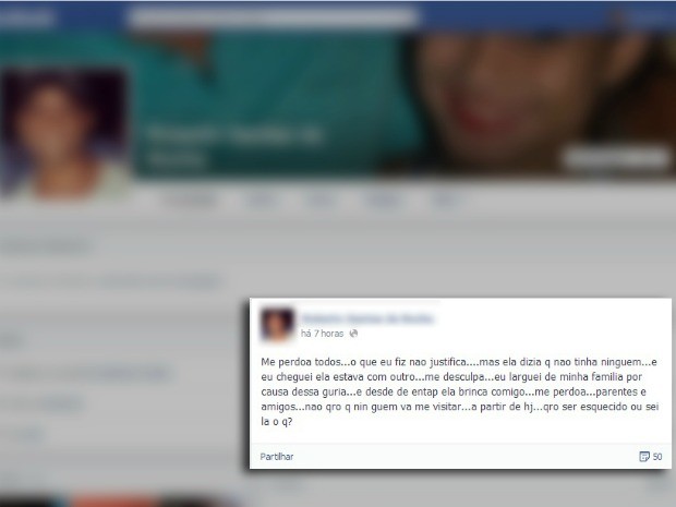 Homem mata ex-namorada e confessa crime pelo Facebook, diz delegado em MS (Foto: Reproduo/Facebook)
