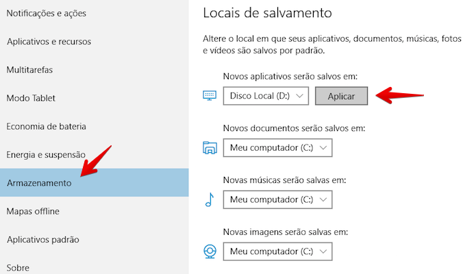 Alterando o local de instalação de novos apps (Foto: Reprodução/Helito Bijora)